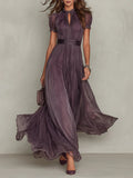 Lourdes · Vestido Maxi de Gasa con Encaje