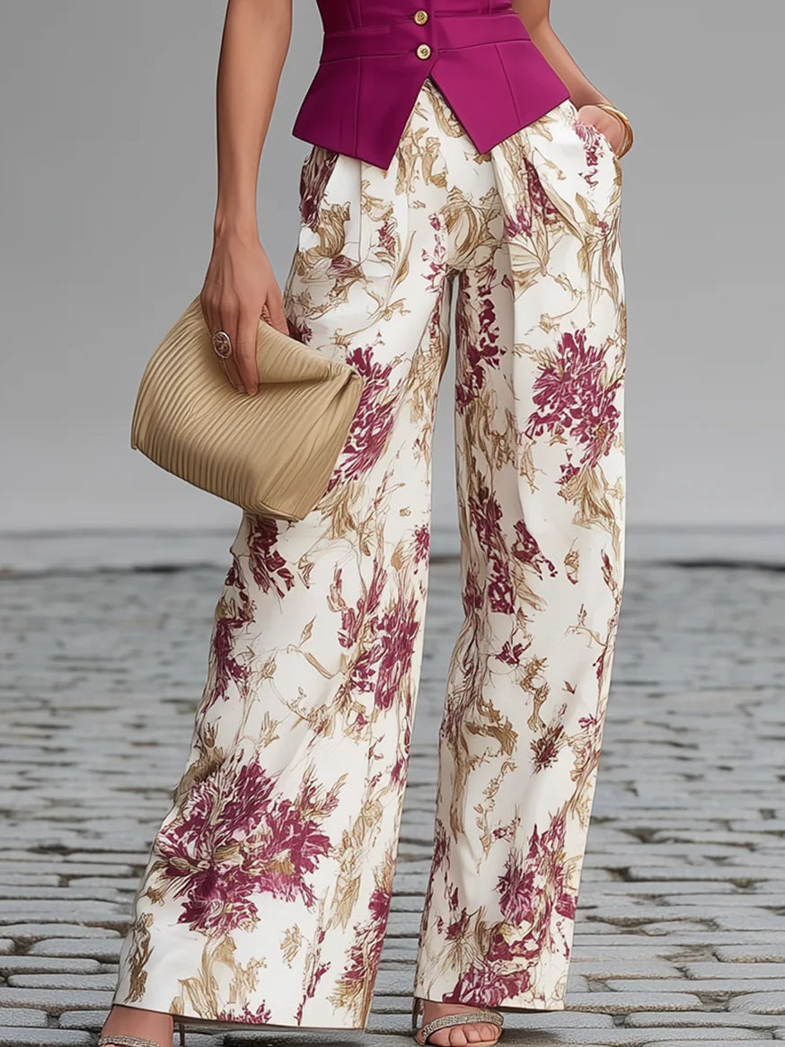 Margarita · Conjunto de Chaleco y Pantalón Floral