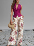 Margarita · Conjunto de Chaleco y Pantalón Floral