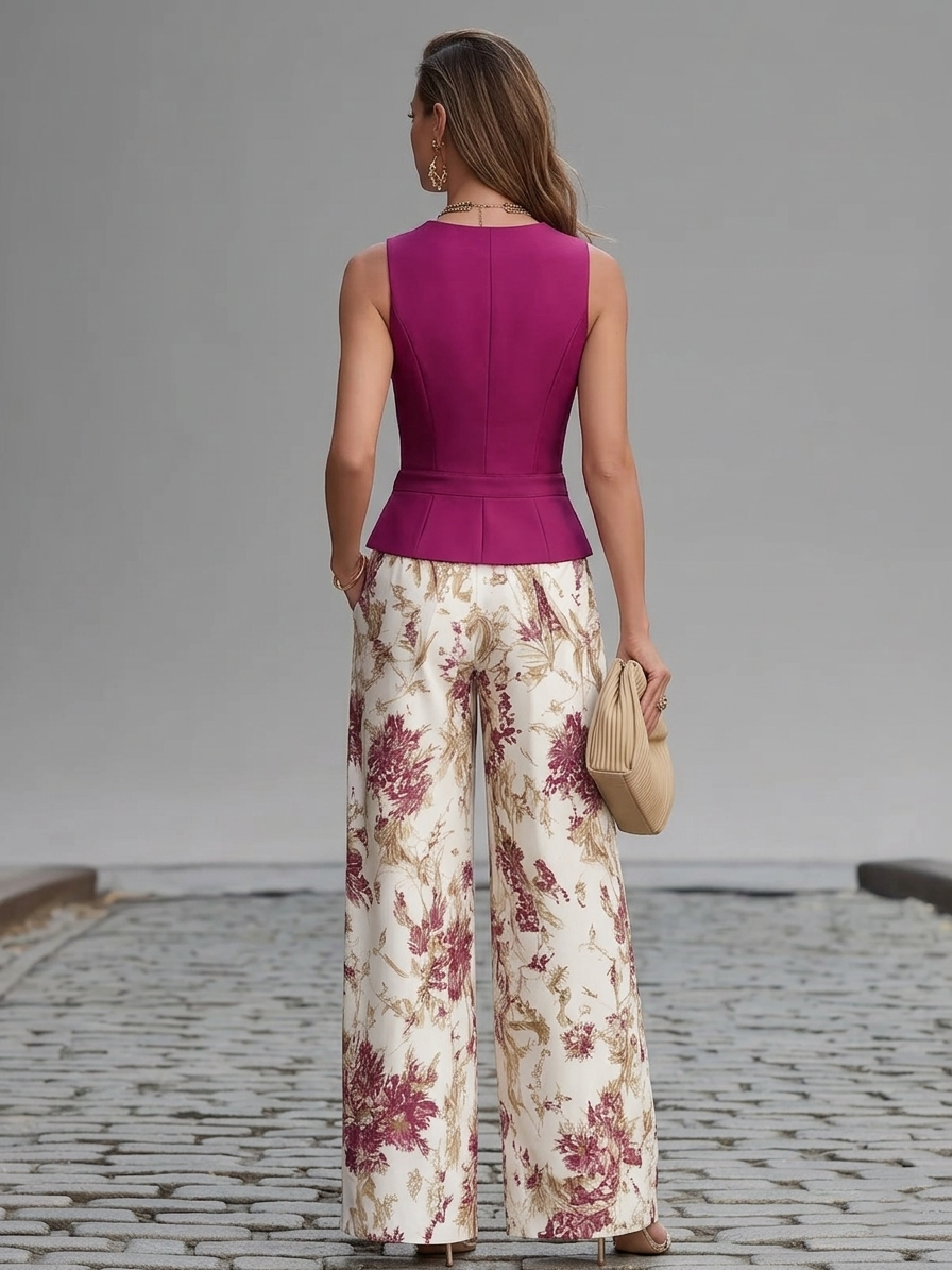 Margarita · Conjunto de Chaleco y Pantalón Floral