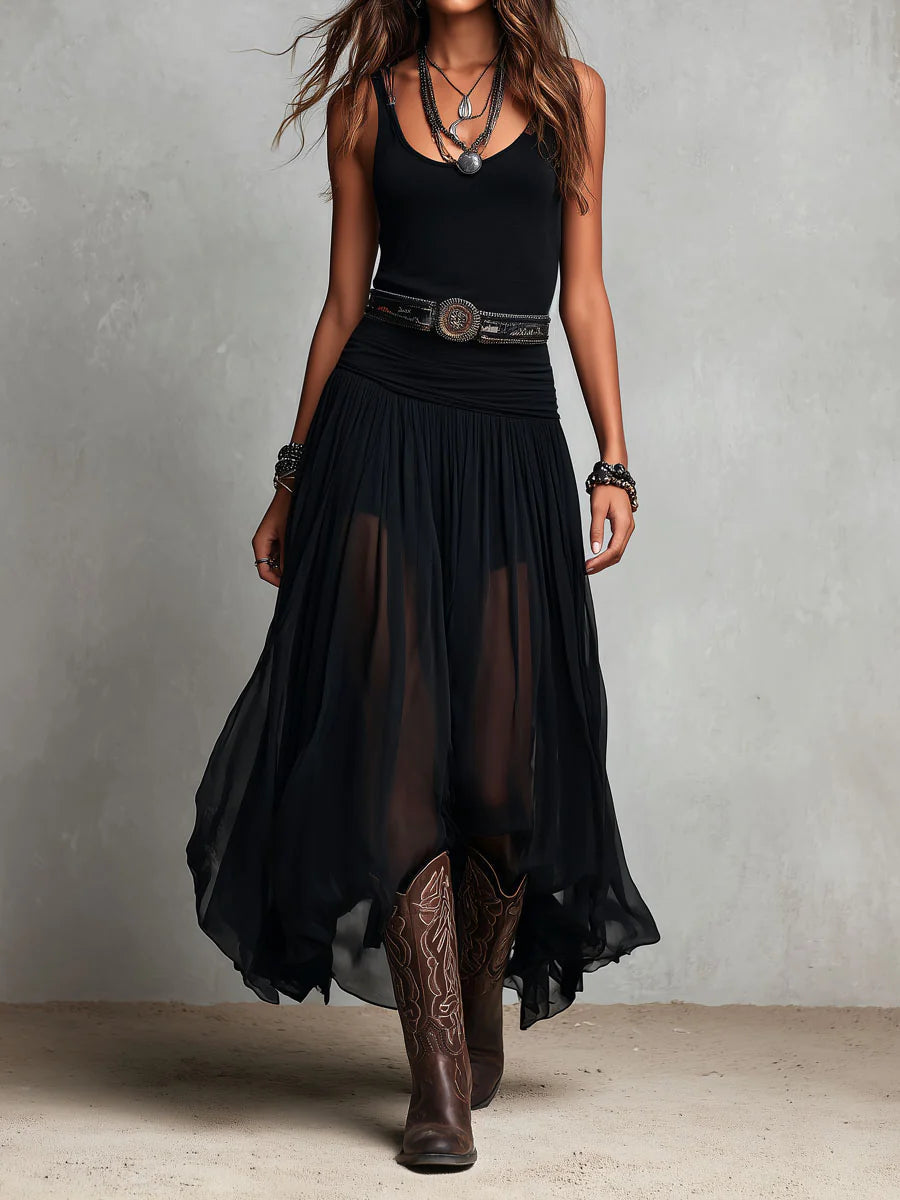 Montserrat · Vestido Maxi con Falda de Tul