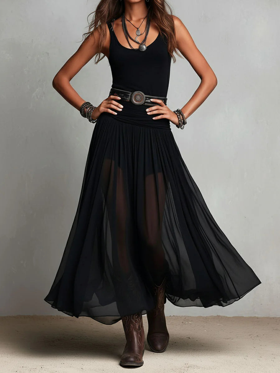 Montserrat · Vestido Maxi con Falda de Tul