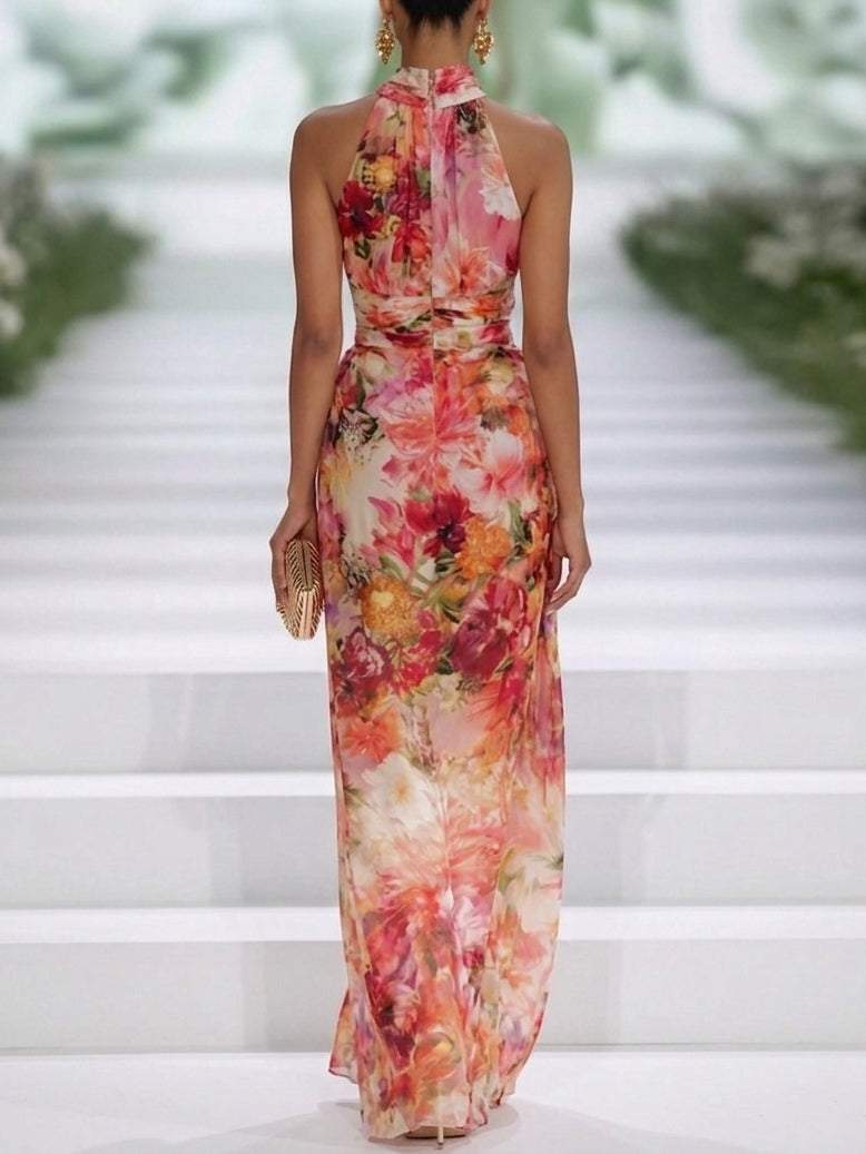 Macarena · Vestido Maxi de Gasa con Escote Halter