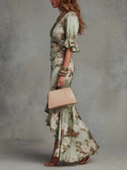 Anastasia · Vestido Largo Asimétrico Verde