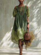 Saray · Vestido Midi de Gasa con Hombros Descubiertos