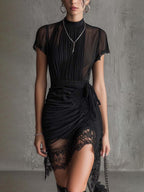 Julieta · Vestido Mini de Gasa con Ribete de Encaje
