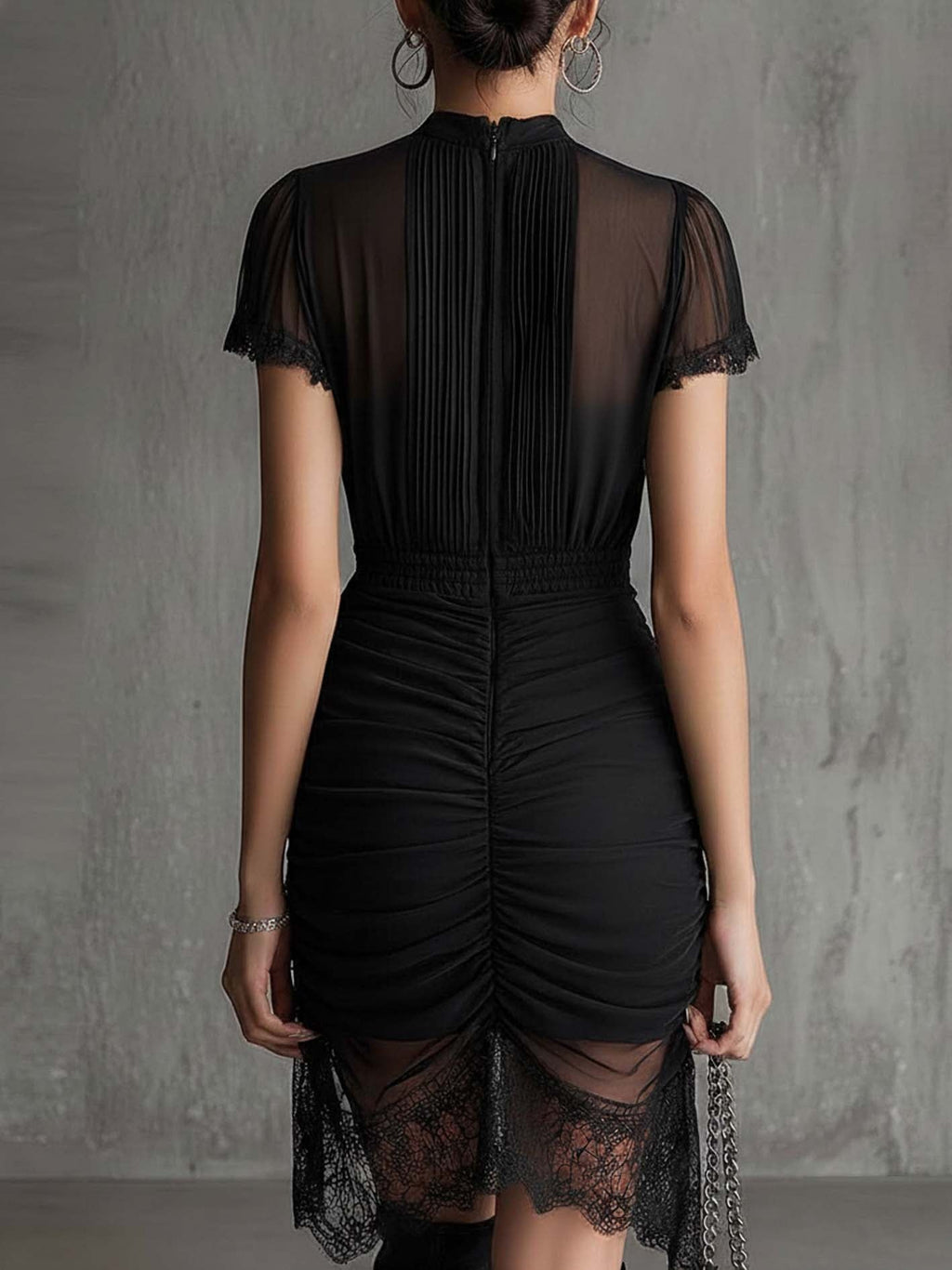 Julieta · Vestido Mini de Gasa con Ribete de Encaje