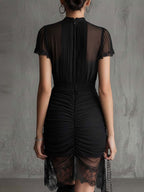 Julieta · Vestido Mini de Gasa con Ribete de Encaje