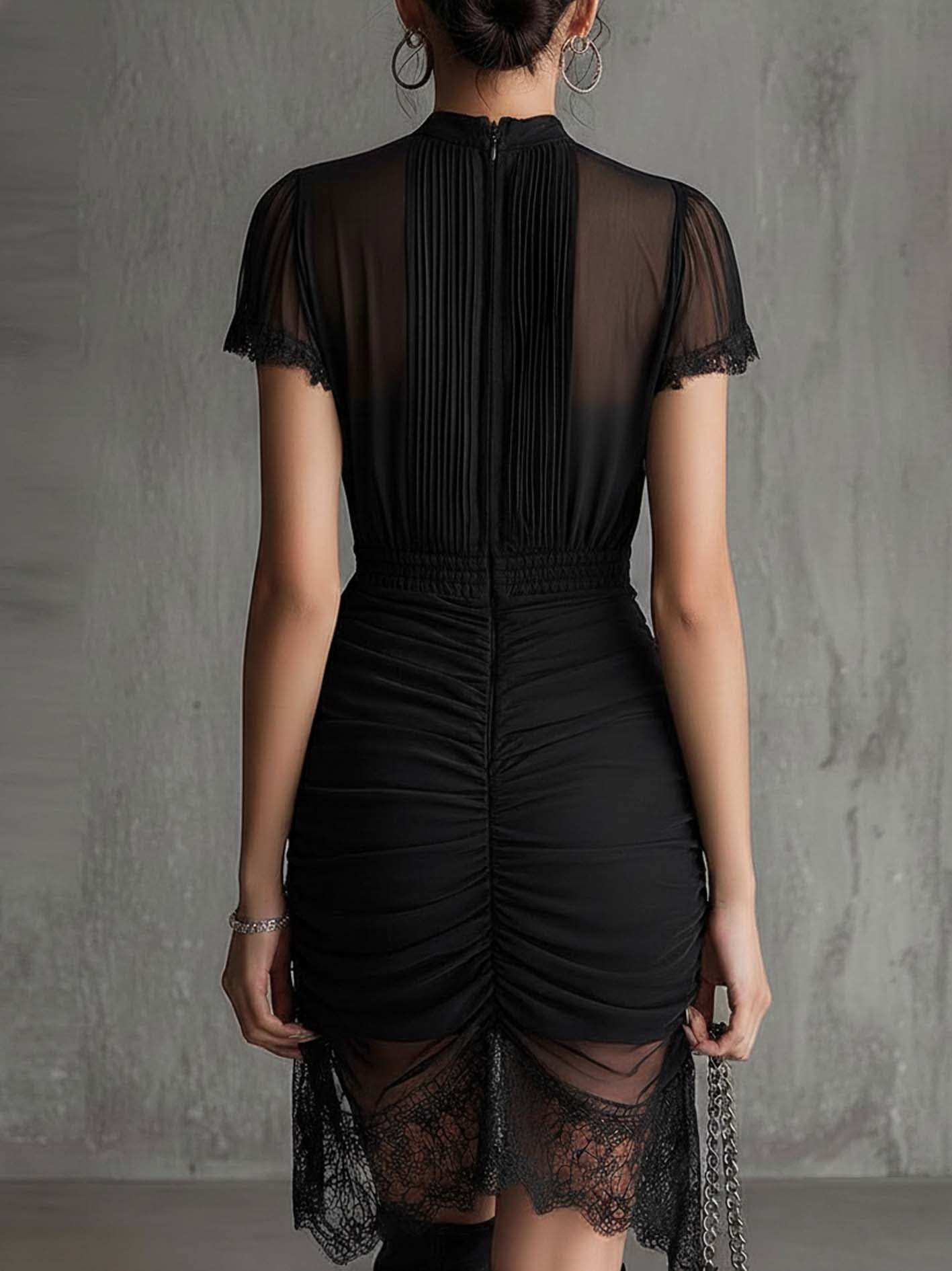 Julieta · Vestido Mini de Gasa con Ribete de Encaje