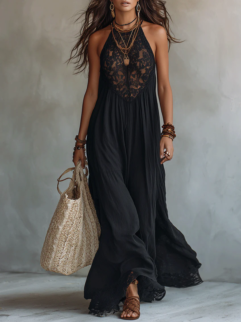 Almudena · Vestido Maxi Bohemio con Encaje