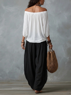 Eugenia · Conjunto de Top Bardot y Pantalón Bombacho