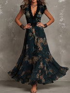 Gala · Vestido Maxi Floral con Volantes y Encaje