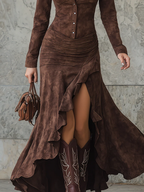 Valeria. Vestido largo con volante