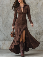 Valeria. Vestido largo con volante