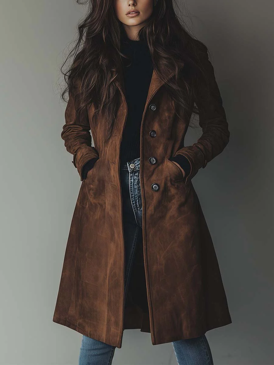 Abrigo trench de ante vintage”