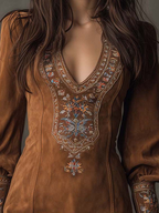 Lunori | Vestido mini efecto ante bordado