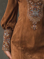 Lunori | Vestido mini efecto ante bordado
