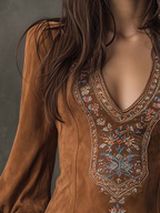 Lunori | Vestido mini efecto ante bordado