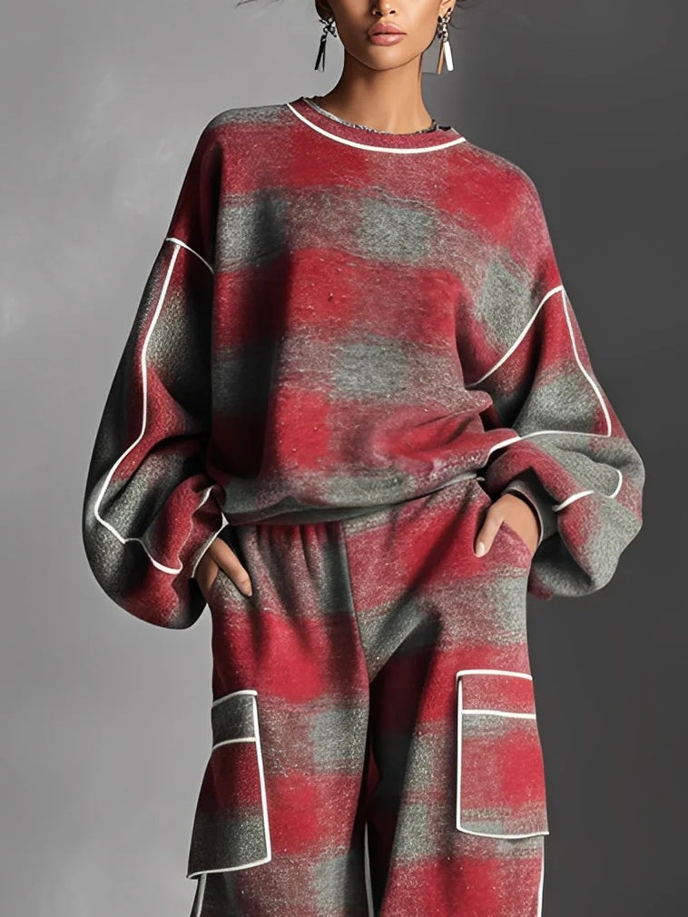 ASCEND | Conjunto Cuadros Rojo y Gris Streetwear