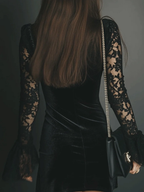 Lunori | Vestido mini Luna de terciopelo y encaje