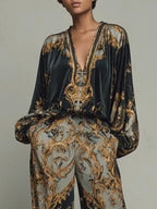 Valentina · Conjunto Floral Barroco con Pantalón Palazzo