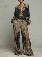 Valentina · Conjunto Floral Barroco con Pantalón Palazzo