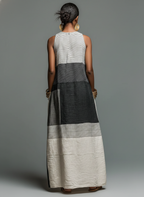 Nora · Vestido Maxi de Lino con Rayas Color Block