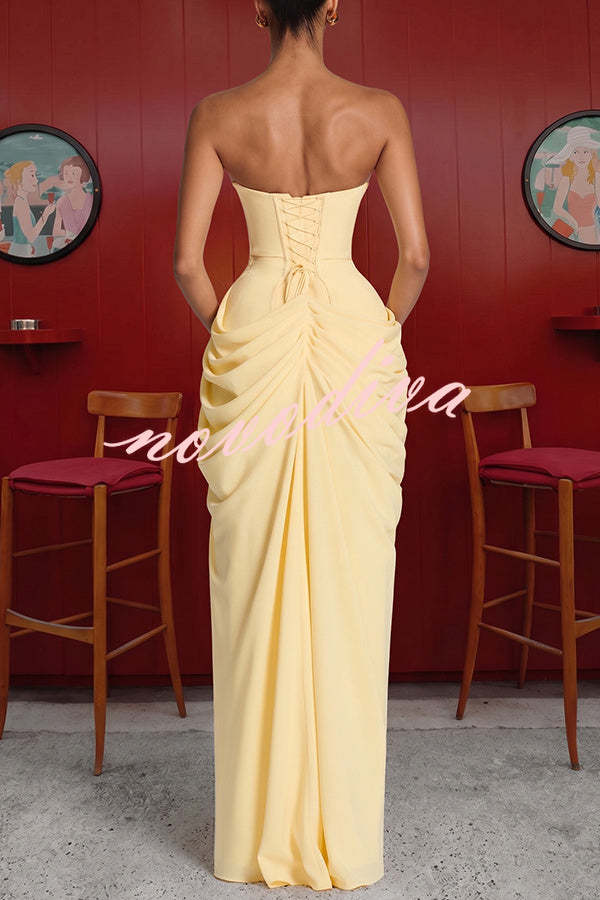 Rocío · Vestido Maxi Palabra de Honor con Abertura