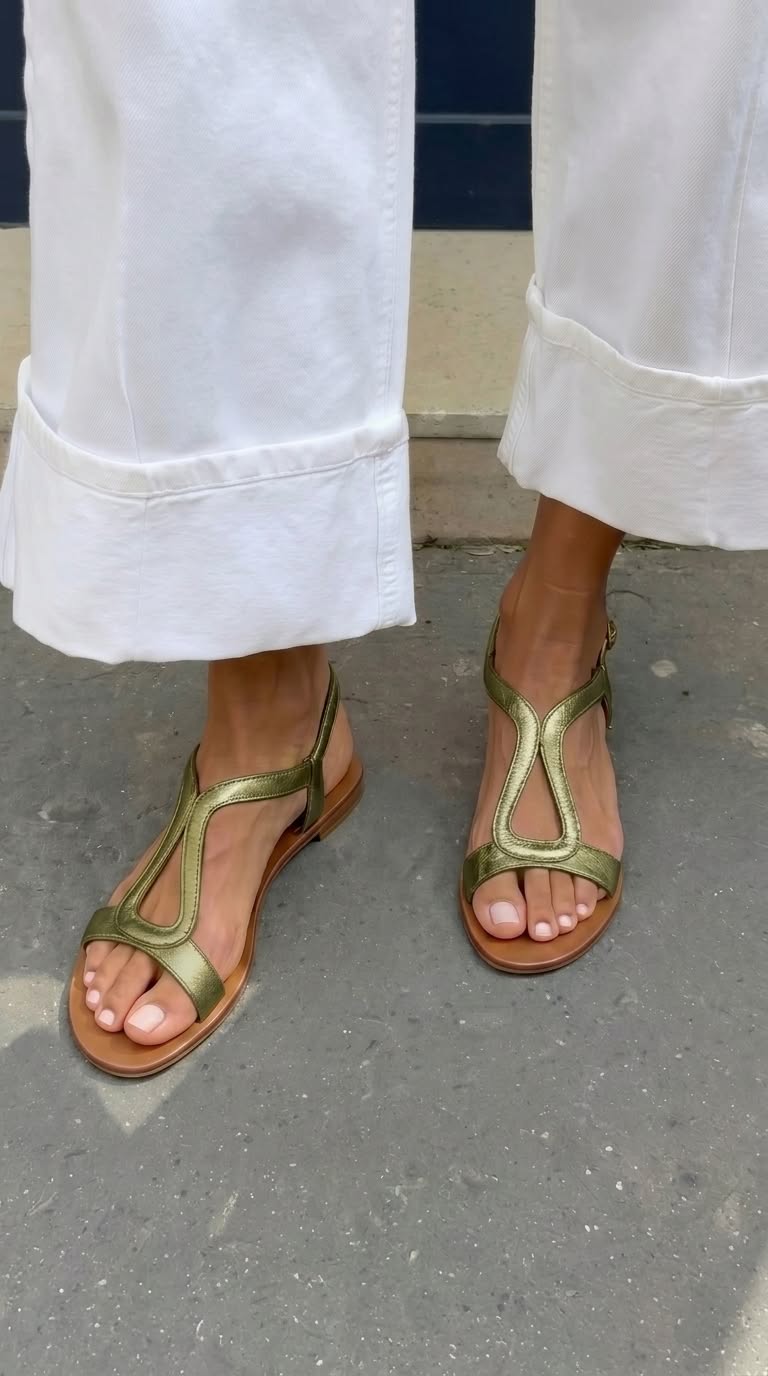 Ludovica · Sandalias de Tiras Doradas de Verano