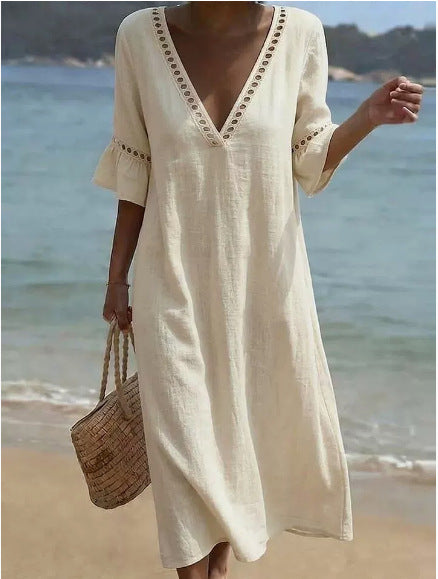 Elara · Vestido Maxi Fresco Costero