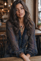 Adriana · Blusa de Chifón Estampado Barroco