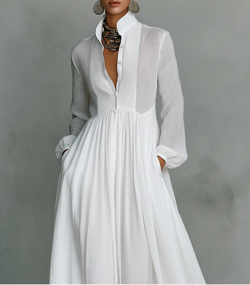 Elisa | Vestido maxi de algodón y lino