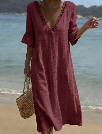 Elara · Vestido Maxi Fresco Costero