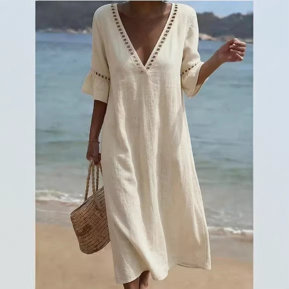 Elara · Vestido Maxi Fresco Costero