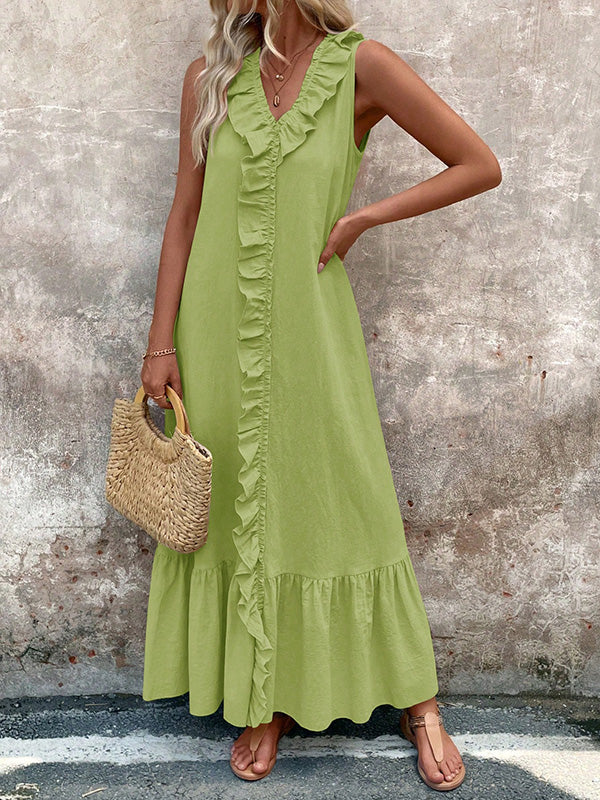 Celia · Vestido Plisado Volantes Tallas Grandes