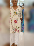 Encarna blusa larga bordado folk con bolsillos
