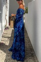 Luna | Vestido Maxi Floral con Mangas Descubiertas