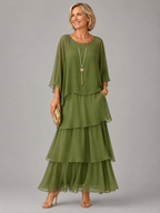 Lara · Vestido Maxi de Gasa con Manga Capa