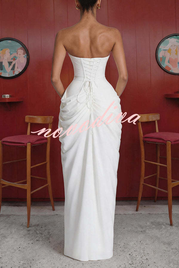 Rocío · Vestido Maxi Palabra de Honor con Abertura
