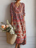 Gabrielle | Vestido Largo Medallón Vintage Terracota
