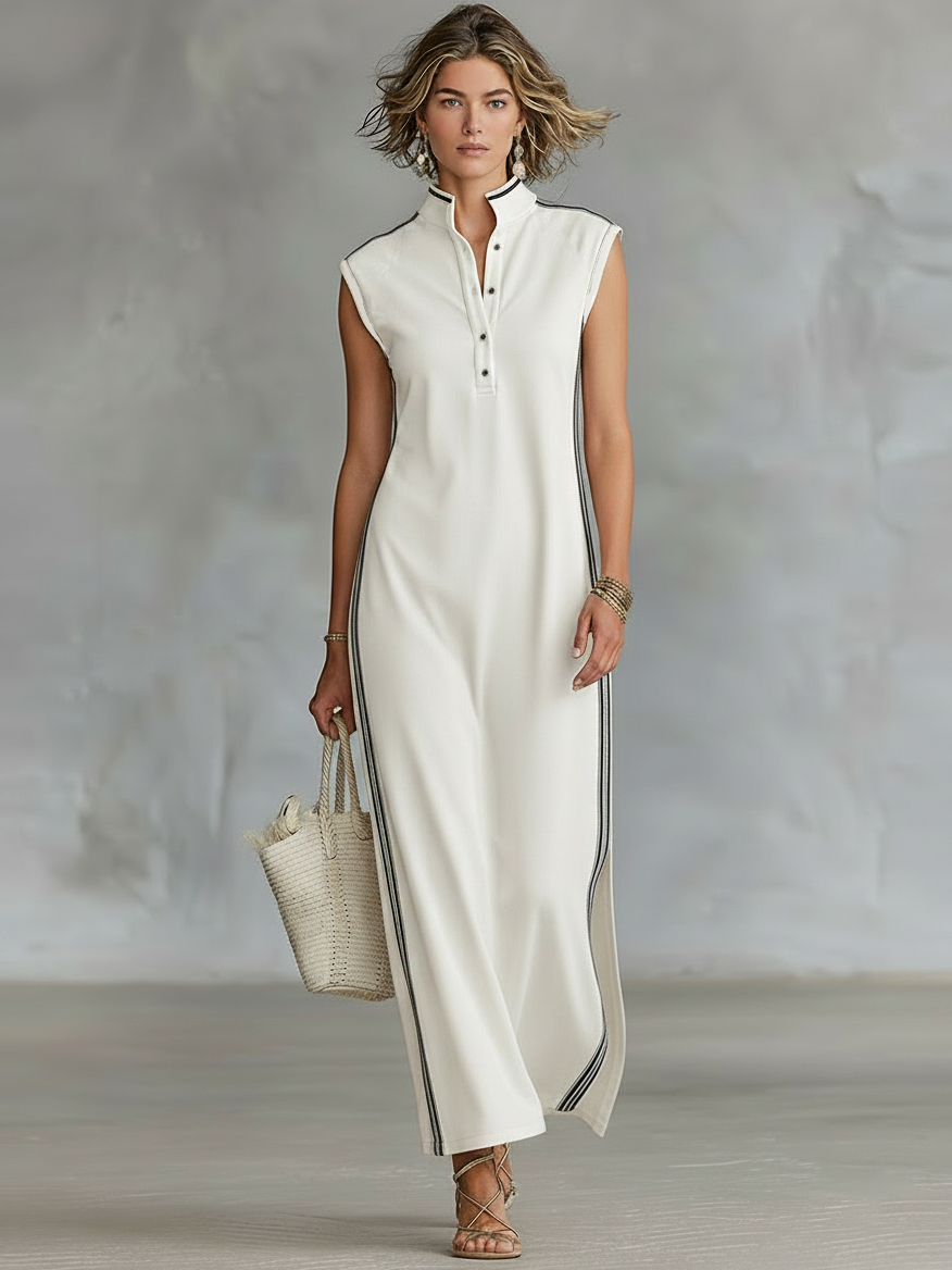 Luz · Vestido Maxi Cuello Henley
