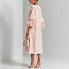Rosario · Vestido Midi Floral con Puños Bordados