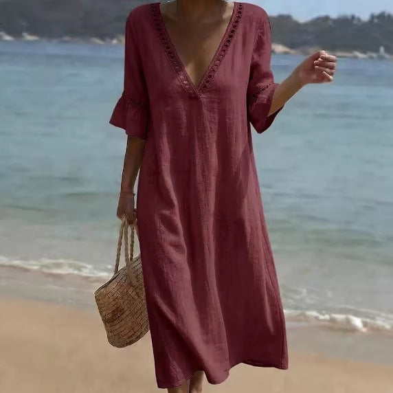 Elara · Vestido Maxi Fresco Costero