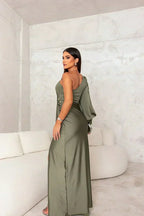 MELYSSA | VESTIDO LARGO SATINADO
