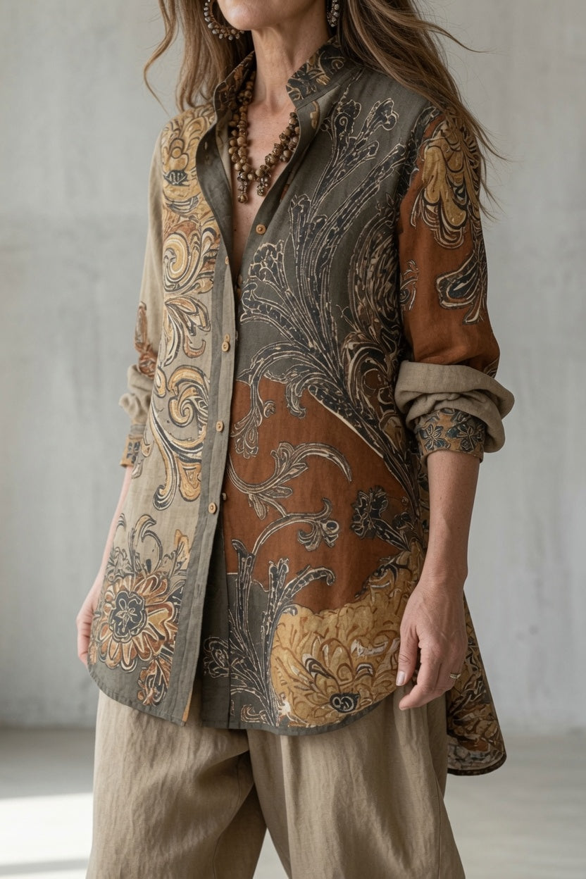 Araceli · Conjunto Camisa Estampada y Pantalón Ancho