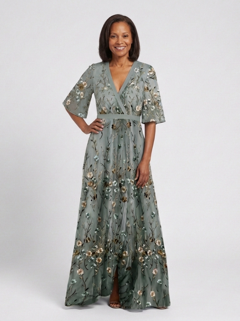 Elodie · Vestido Largo Floral con Escote en V