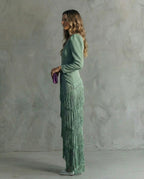 Clara | Elegante midi-jurk met franjes aan de mouwen