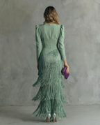 Clara | Elegante midi-jurk met franjes aan de mouwen
