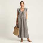 Josette · Vestido Maxi Fluido con Mangas de Volantes