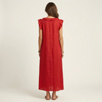 Josette · Vestido Maxi Fluido con Mangas de Volantes